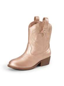 Girls Cowboy Cowgirl Boots Mid Calf Boots Western Removable Fold Over Embroidered Fashion Star-Shaped Decoration - Màu Hoa hồng đỏ - Xem 2