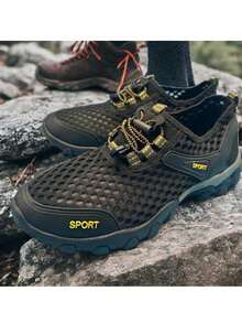 Men's Summer Mesh Breathable Hiking Shoes Sneakers Outdoor Travel Walking Shoes Lightweight Portable Wading Shoes - 藍色 - 查看 8