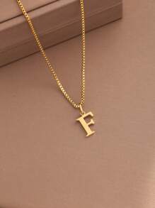 1pc Women Initial Letter A-Z Necklace, Stainless Steel Alphabet Pendant, Halloween & Back To School Gift