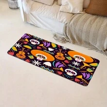 1pc Thickened 0.47 Inch/1.2cm Happy Cute Colour Skull And Musical Instruments Pattern Kitchen Mat, Non-Slip Polyester Floor Mat, Entrance Door Mat, Suitable For Laundry Room, Bedroom, Game Room Day Of The Dead Decoration - Multicolor - View 14