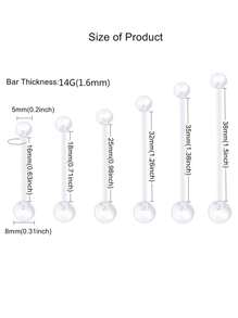 6-31 件亚克力长条肚脐环套装适合孕妇 柔性透明身体穿孔首饰套装肚脐穿孔怀孕银色粉色蓝色长肚脐穿孔适合孕妇运动孕妇柔性透明亚克力吊坠肚脐穿孔 Hez 蝴蝶脚 - 無色 - 查看 2