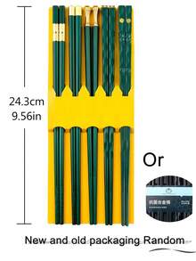 5 Đôi Đũa Có Thể Tái Sử Dụng, Đũa Hợp Kim Kháng Khuẩn Đồ Dùng Học Tập, Đũa Nhà Bếp Trung Quốc Nhật Bản Hàn Quốc Đũa Sợi Thủy Tinh Chống Trượt Nhiều Kiểu Màu Xanh Lá Cây Và Vàng, Quay Lại Trường Học - Nhiều màu - Xem 3