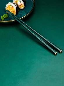 5 Đôi Đũa Có Thể Tái Sử Dụng, Đũa Hợp Kim Kháng Khuẩn Đồ Dùng Học Tập, Đũa Nhà Bếp Trung Quốc Nhật Bản Hàn Quốc Đũa Sợi Thủy Tinh Chống Trượt Nhiều Kiểu Màu Xanh Lá Cây Và Vàng, Quay Lại Trường Học - Nhiều màu - Xem 4