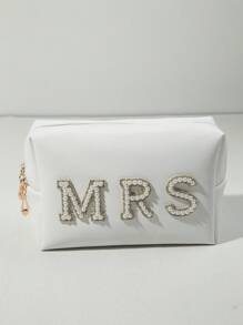 1 pièce Sac de maquillage étanche de mariée, organisateur de toilette pour femmes, sac cosmétique de voyage grande capacité, élégant pour la rentrée scolaire