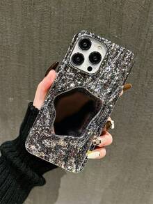 Ốp lưng điện thoại chống sốc bề mặt gương họa tiết nhăn màu kẹo mới về - Bạc - Xem 3