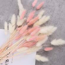 50 Pcs 17.7 Inches Lagurus Bunny Tails Pampas Grass Decor White Pink Artificial Rabbit Tails Dried Flowers Bouquet For Home Decor Boho Decor Table Decoration Room Bedroom Decor,Fall Decor,Autumn