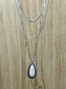 1pc Vintage Style Turquoise Inlay Necklace Chain For Women
