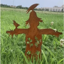 1 szt. 30 cm zardzewiały kolor metalu żelazny strach na wróble wolnostojący dom wiejski ogród podwórko dekoracje na zewnątrz, Halloween