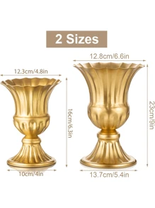 2/8 Pcs Gold Flower Arrangements Vase For Wedding Table Centerpiece - 9in Metal Planter Vase Pot For Artificial Real Flower Small Trumpet Plant Urn For Garden,Halloween And Decorations - 兩種尺寸可供選擇 - 查看 2