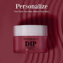 AZUREBEAUTY Dip Powder Dark Reddish Red Color, Scarlet Nail Dipping Powder French Nail Art Starter Manicure Salon DIY At Home, Odor-Free And Long-Lasting, No Needed Nail Lamp Curing, 1 Oz - 紅色 - 查看 4