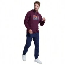 Animal Mens River Printed  Hoodie (Burgundy) - Burgundy - View 3