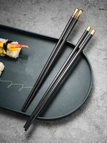 5 Đôi Đũa Có Thể Tái Sử Dụng, Đũa Hợp Kim Kháng Khuẩn Đồ Dùng Học Tập, Đũa Nhà Bếp Trung Quốc Nhật Bản Hàn Quốc Đũa Sợi Thủy Tinh Chống Trượt Nhiều Kiểu Màu Xanh Lá Cây Và Vàng, Quay Lại Trường Học - Nhiều màu - Xem 6