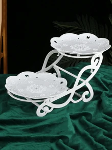 1 件双层塑料甜点展示架，水果茶歇蛋糕甜点服务托盘，适用于家庭婚礼节日生日茶会、派对用品、家庭储物托盘、厨房、圣诞礼物