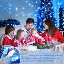 KBO JMEXSUSS Blue And White Christmas Lights Outdoor With Remote, 600 LED String Lights Indoor Clear Wire, 168ft Christmas Fairy Lights Plug In For Bedroom Tree Birthday Party Christmas Decorations - Blue and White - View 5