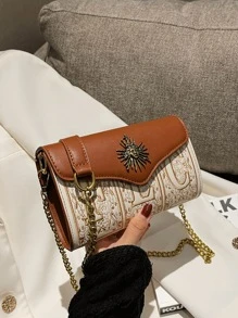 New Fashion Classic PU Patchwork Embroidered Shoulder Bag, Suitable For Travel, Shopping, Commuting, Party - Multicolor - View 6