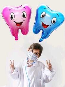 1 pieza, 2 piezas Globo de aluminio con modelado de dientes sonrientes, tema dental de salud, globo de decoración para fiesta y hogar - Multicolor - Ver 1