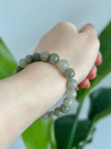 1 Stück Armband aus Jade für Wohlstand und Fülle, Jadeit Edelstein Geschenk für gutes Glück, Kreativität und die Absorption negativer Energie