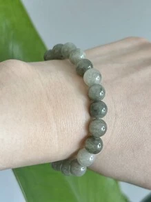 1 Stück Armband aus Jade für Wohlstand und Fülle, Jadeit Edelstein Geschenk für gutes Glück, Kreativität und die Absorption negativer Energie