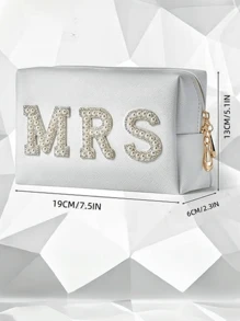1 pièce Sac de maquillage étanche de mariée, organisateur de toilette pour femmes, sac cosmétique de voyage grande capacité, élégant pour la rentrée scolaire