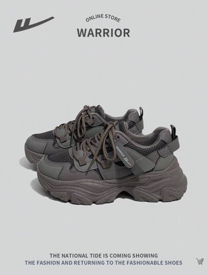 WARRIOR Women's Sporty Platform Increased Height Casual Chunky Sneakers, Lace-Up Outdoor Running Comfortable Non-Slip Versatile Dirt-Resistant 2025 New Shoes