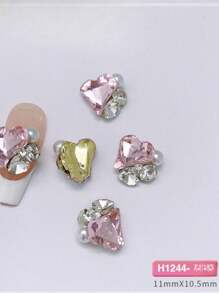 5 款美甲粉钻珠宝产品，包括心形、方形、直角女孩粉色、水晶指甲、大钻石、指甲饰物、美甲用品、指甲贴花和指甲钻产品美甲饰物指甲设计指甲指甲饰物指甲美甲美甲宝石 DIY 指甲水钻指甲宝石 - 彩色 - 查看 8