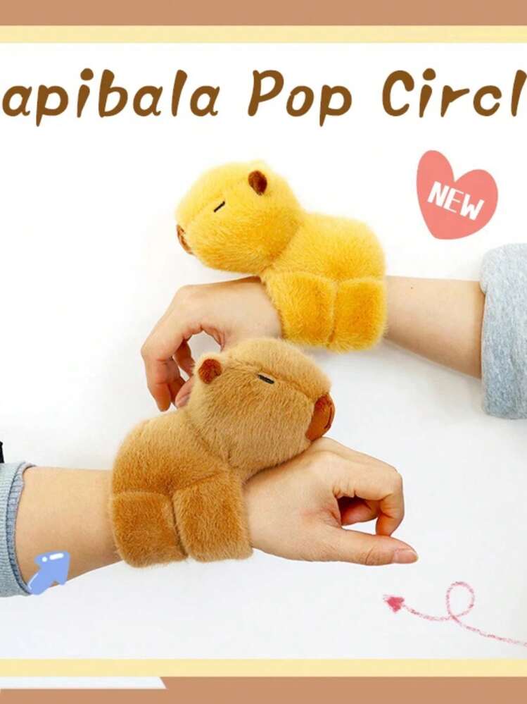 Pulsera Slap De Capibara | 18 Cm | Peluche Suave | Regalo Original Para Niños Y Adultos | Marrón