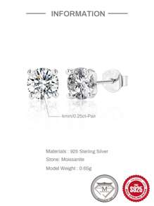 EleRunis 1 对 0.25-1.2 克拉四爪镶嵌莫桑石耳钉，适合男女圆形实验室制造钻石订婚耳钉婚礼新娘首饰