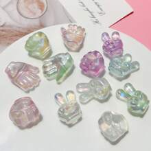 10pcs Mixed Glow-In-The-Dark Colorful Beaded Hand Gesture Design Beads, DIY Jewelry Making Supplies
