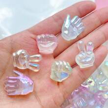 10pcs Mixed Glow-In-The-Dark Colorful Beaded Hand Gesture Design Beads, DIY Jewelry Making Supplies
