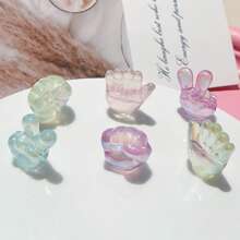 10pcs Mixed Glow-In-The-Dark Colorful Beaded Hand Gesture Design Beads, DIY Jewelry Making Supplies