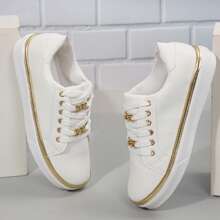 Comfy Women's Low Top Canvas Sneakers With Anti-Slip Sole For Casual Daily Wear - Round Toe Design - 白色 - 查看 8
