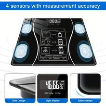 Báscula de composición corporal inteligente con pantalla LED y aplicación para teléfono inteligente: medición precisa de peso y grasa corporal, diseño elegante - Blanco - Ver 8