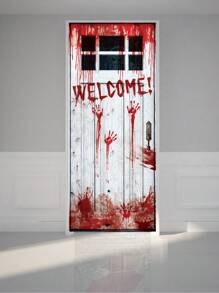 76x182cm Halloween PE Door Sticker, Scary Skeleton Pattern Decoration Home Decor Halloween Decor Fall Decor Room Decor - multicolor - View 3