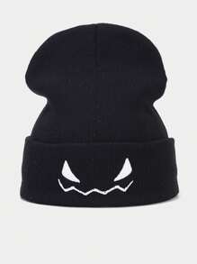 1 件万圣节南瓜图案针织帽舒适温暖个性化嘻哈男孩和女孩男孩女孩，适合万圣节派对