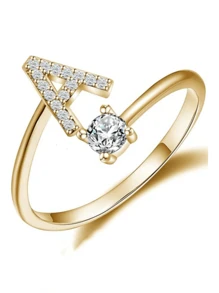 Anillos con letras ajustables para mujeres y adolescentes, anillo abierto minimalista con inicial para mujeres y hombres, anillo de letra en inglés personalizado 26, anillo de dedo delicado de acero inoxidable, regalo de pareja y amigo, accesorios de joyería de moda