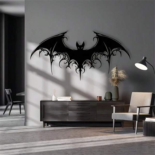 POSIGLOWTH Giant Majestic Bat Metal Wall Art - Victorian Gothic Halloween Decor, Scary Room Accent, 15.74"X7.85", Easy Hang 1PC,Home Decor ,Room Decor,Wall Decor Gifts Birthday Graduation