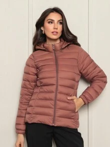 Women's Puffer Jacket Gominho Bobojaco Winter Fashion With Removable Hood - Chocolate Brown - View 3