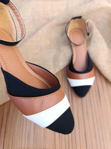 KIT 2 Pairs Salome Sandals Flat Pointed Toe Comfortable Elegant Casual Women's Black White Caramel Jeans Moda Gringa Promotion - 黑色 - 查看 3