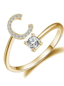 Anillos con letras ajustables para mujeres y adolescentes, anillo abierto minimalista con inicial para mujeres y hombres, anillo de letra en inglés personalizado 26, anillo de dedo delicado de acero inoxidable, regalo de pareja y amigo, accesorios de joyería de moda