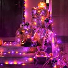 KBO JMEXSUSS 600 LED Christmas String Lights Outdoor, Orange And Purple Lights Clear Wire, Christmas Twinkle String Lights Plug In For Tree Christmas Decorations - Orange and Purple - View 7