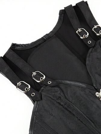 哥特式钢骨紧身胸衣，复古朋克女式束胸紧身胸衣，正式派对，万圣节角色扮演服装