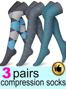 3 pares de calcetines de compresión hasta el muslo para mujeres y hombres, calcetines deportivos para correr, ciclismo, actividades atléticas, hasta la rodilla, para gimnasio