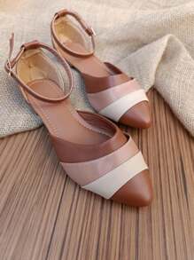 KIT 2 Pairs Salome Sandals Flat Pointed Toe Comfortable Elegant Casual Women's Black White Caramel Jeans Moda Gringa Promotion - 駝色 - 查看 8