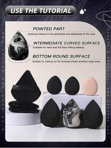 9 piezas Kit de herramientas de maquillaje, 3 piezas Set de esponjas de maquillaje y 6 piezas Set de esponjas de maquillaje, Juego de herramientas de maquillaje - Negro - Ver 4