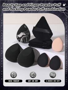 9 piezas Kit de herramientas de maquillaje, 3 piezas Set de esponjas de maquillaje y 6 piezas Set de esponjas de maquillaje, Juego de herramientas de maquillaje - Negro - Ver 6