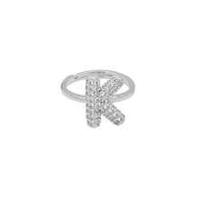 1pc New Cubic Zirconia 26 Letter Finger Ring Silver Plated Women Fashion Jewelry Letter Initial Wedding Rings