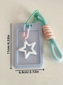 Paquete de tarjeta de estudiante para niñas, colorida, con forma de estrella, bandolera de plástico con llavero de cuerda, tarjeta de campus, tarjeta de estudiante, tarjetero, billetera, tarjetero de visita, tarjetero de crédito, tarjetero de identificación, billetera para mujer - Multicolor - Ver 6