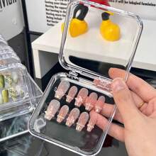 1pc Nail Art Display Case, Transparent Sealed Storage Box For Nail Polish, Nail Art Collection And Organization - Transparent - View 5