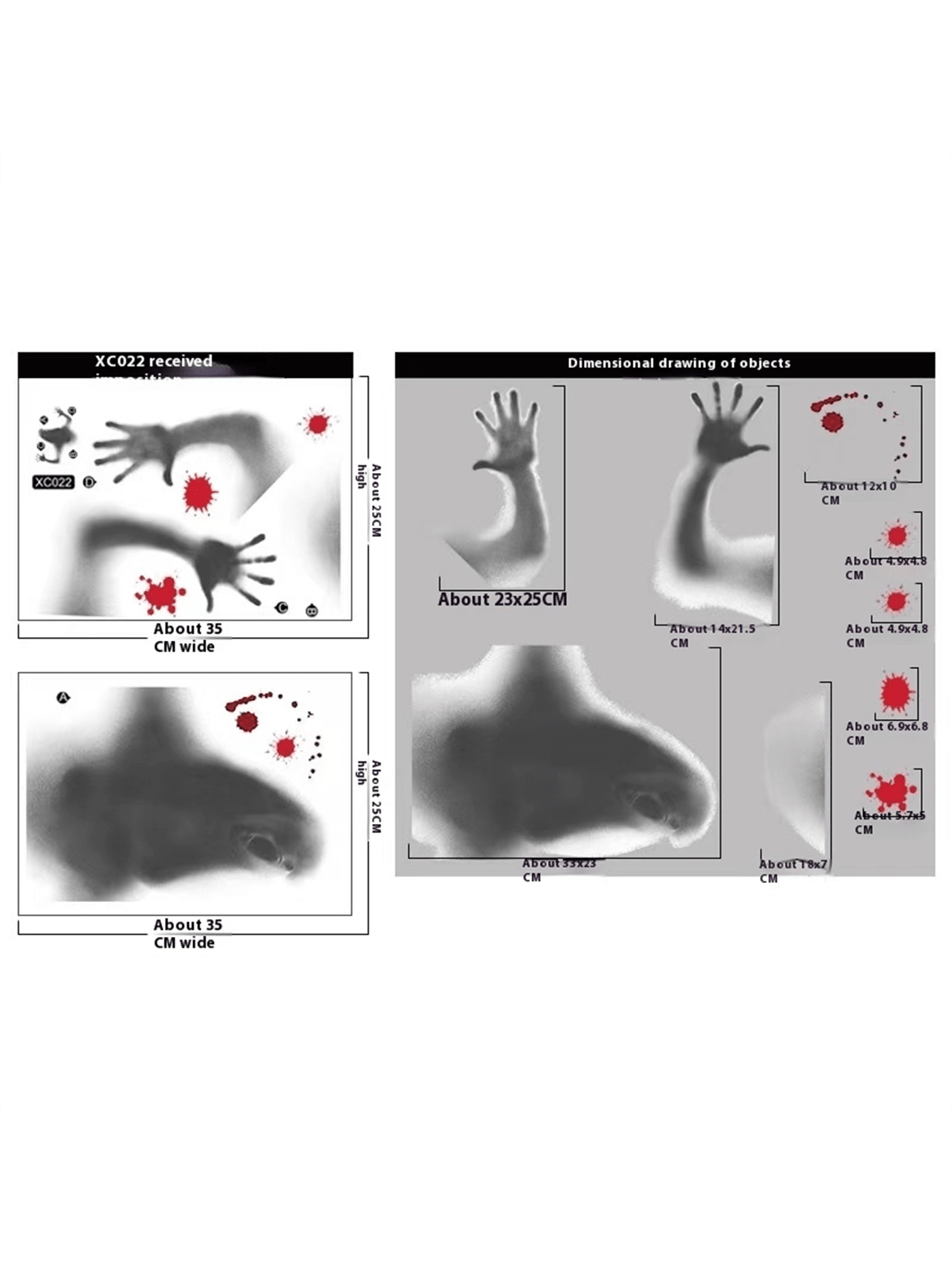 Halloween Decorative Glass Door Stickers, Terrifying Ghost Shadow Blood