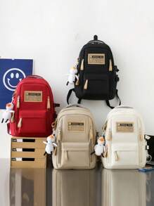 5 Pcs Back To School Backpack Set Classic Basic Simple Large Capcity Multi-Piece Backpack&Handbag&Crossbody Bag&Coin Purse&Pencil Case With Laptop Compartment School Bag - Khaki - View 1